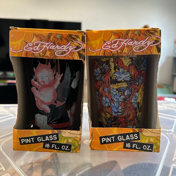 NEW Ed Hardy pint glass NIB 90’s y2k - Picture 1 of 8